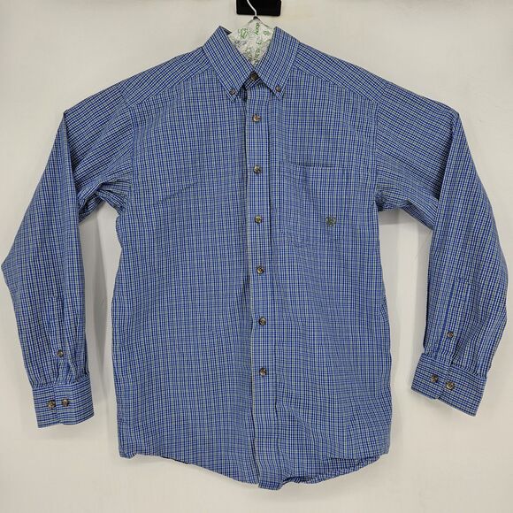 Ariat Shirt Mens Small Pro Button Down Blue Plaid Long Sleeve Casual Western S - Picture 1 of 12